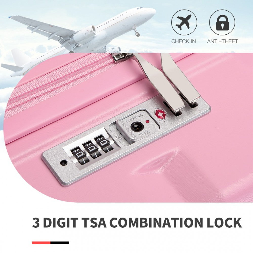 K2292L - KONO 28 INCH LIGHTWEIGHT HARD SHELL ABS SUITCASE WITH TSA LOCK - PINK