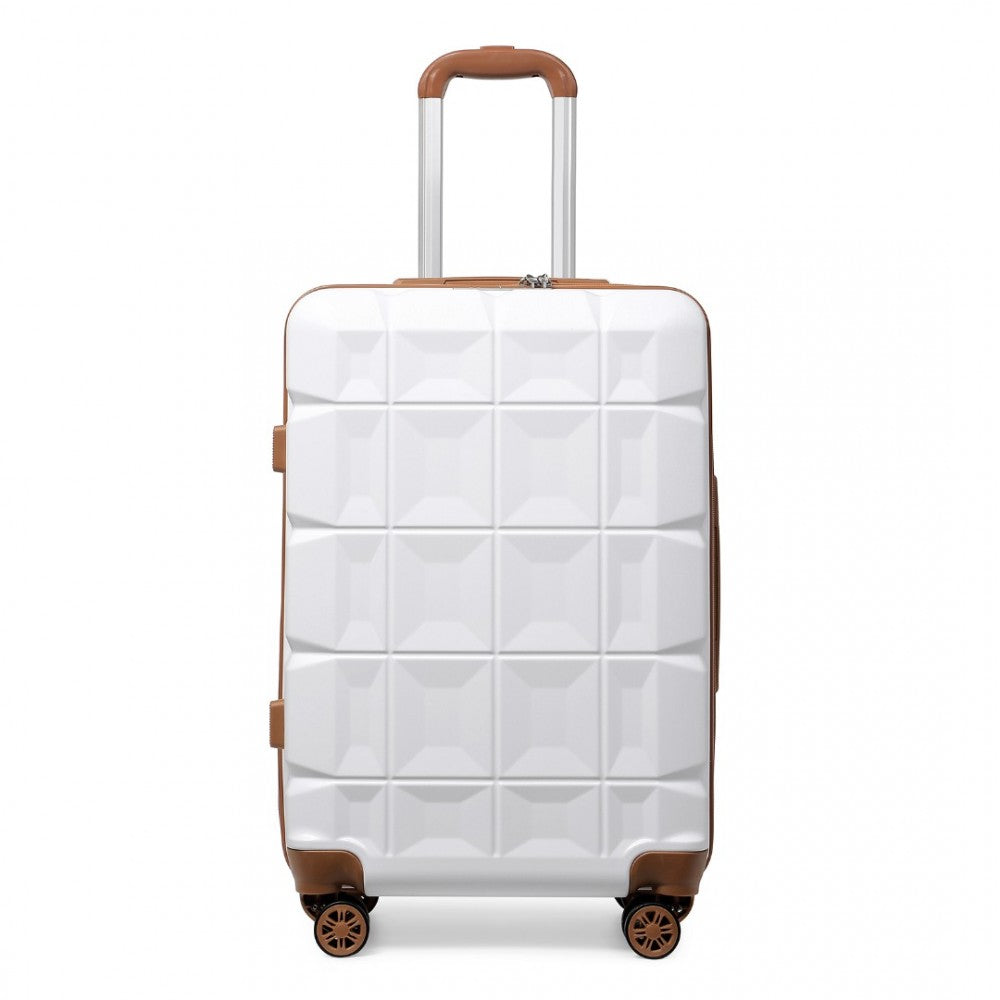 K2292L - KONO 24 INCH LIGHTWEIGHT HARD SHELL ABS SUITCASE WITH TSA LOCK - WHITE