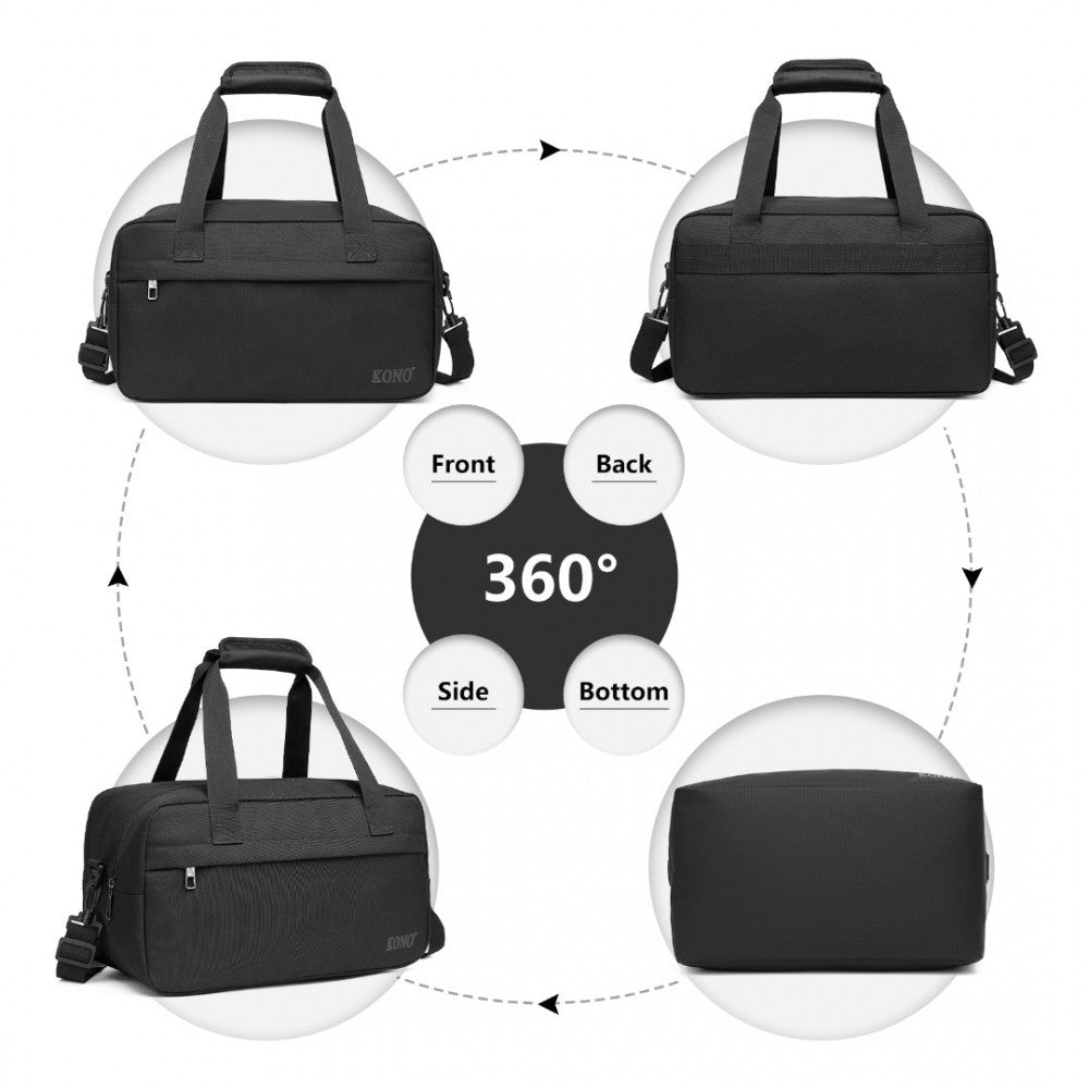 E1960S - KONO LIGHTWEIGHT MULTI PURPOSE UNISEX SPORTS TRAVEL DUFFEL BAG - BLACK