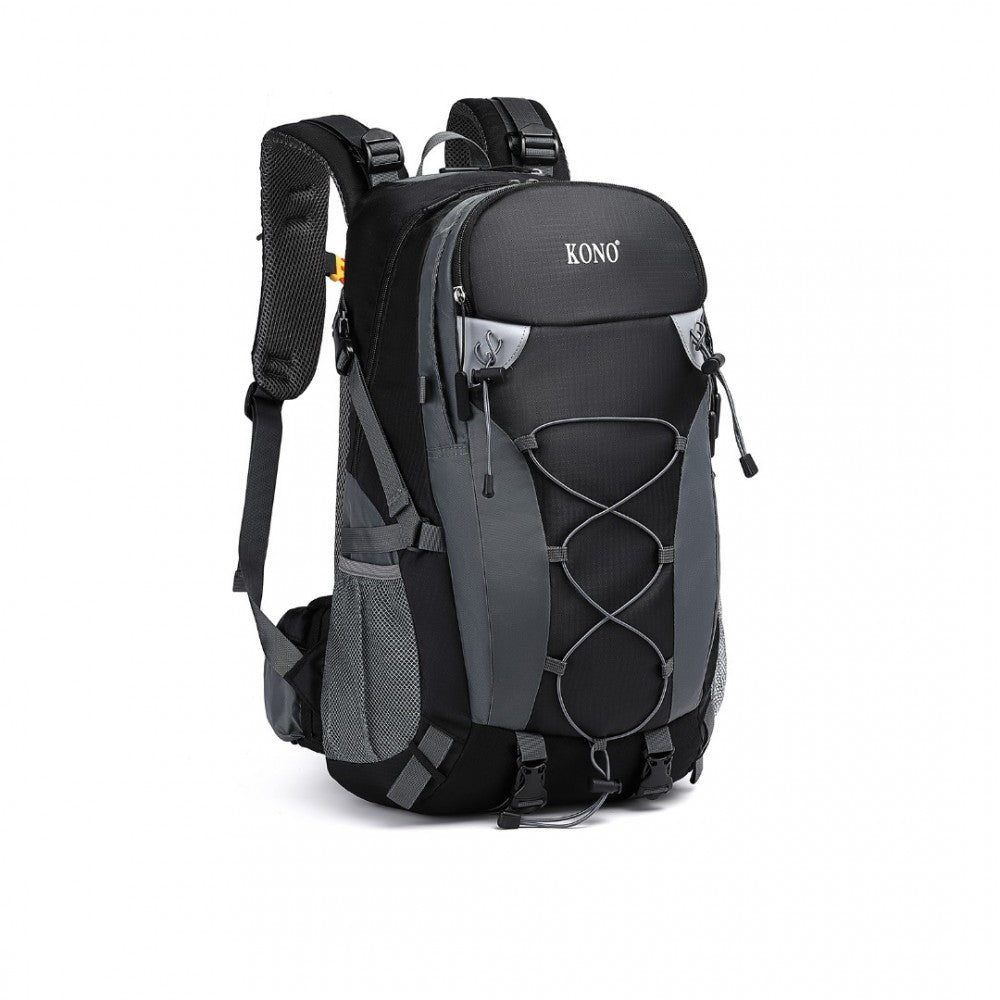 EQ2238 - KONO MULTI FUNCTIONAL OUTDOOR HIKING BACKPACK WITH RAIN COVER - BLACK