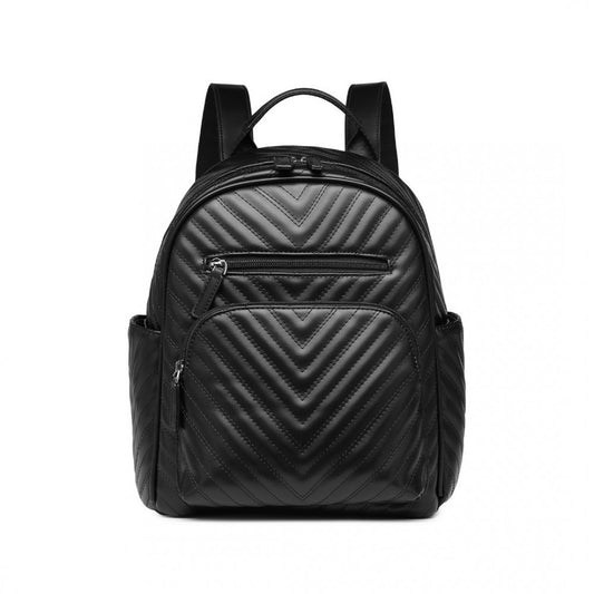 LG2323 - MISS LULU WATER-RESISTANT CHIC PU LEATHER BACKPACK - BLACK