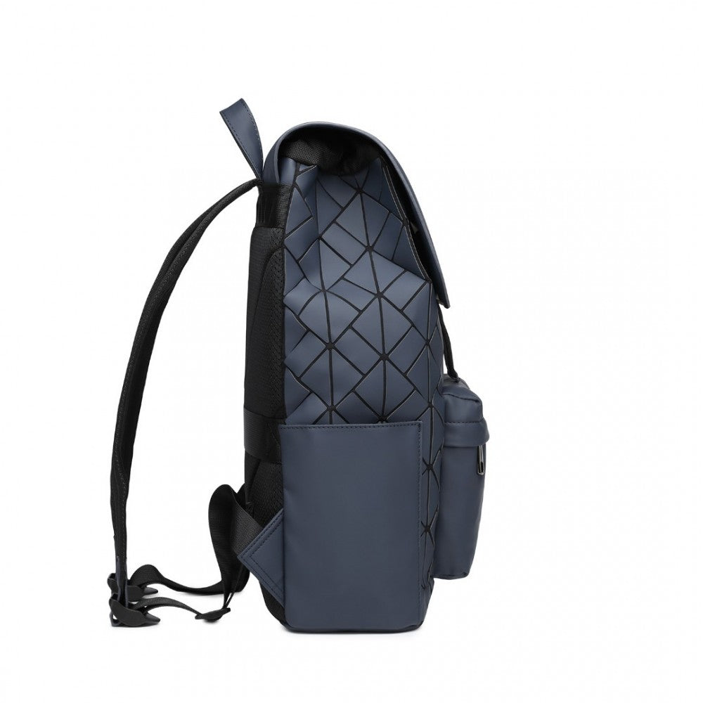 ET2417 - KONO WATER-RESISTANT URBAN GEOMETRIC BACKPACK WITH LAPTOP COMPARTMENT - BLUE