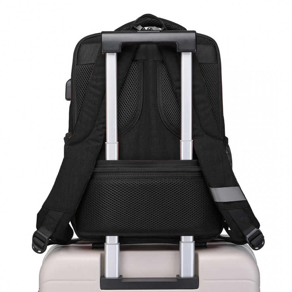 EM2111S - KONO MULTI-COMPARTMENT BACKPACK WITH USB PORT - BLACK