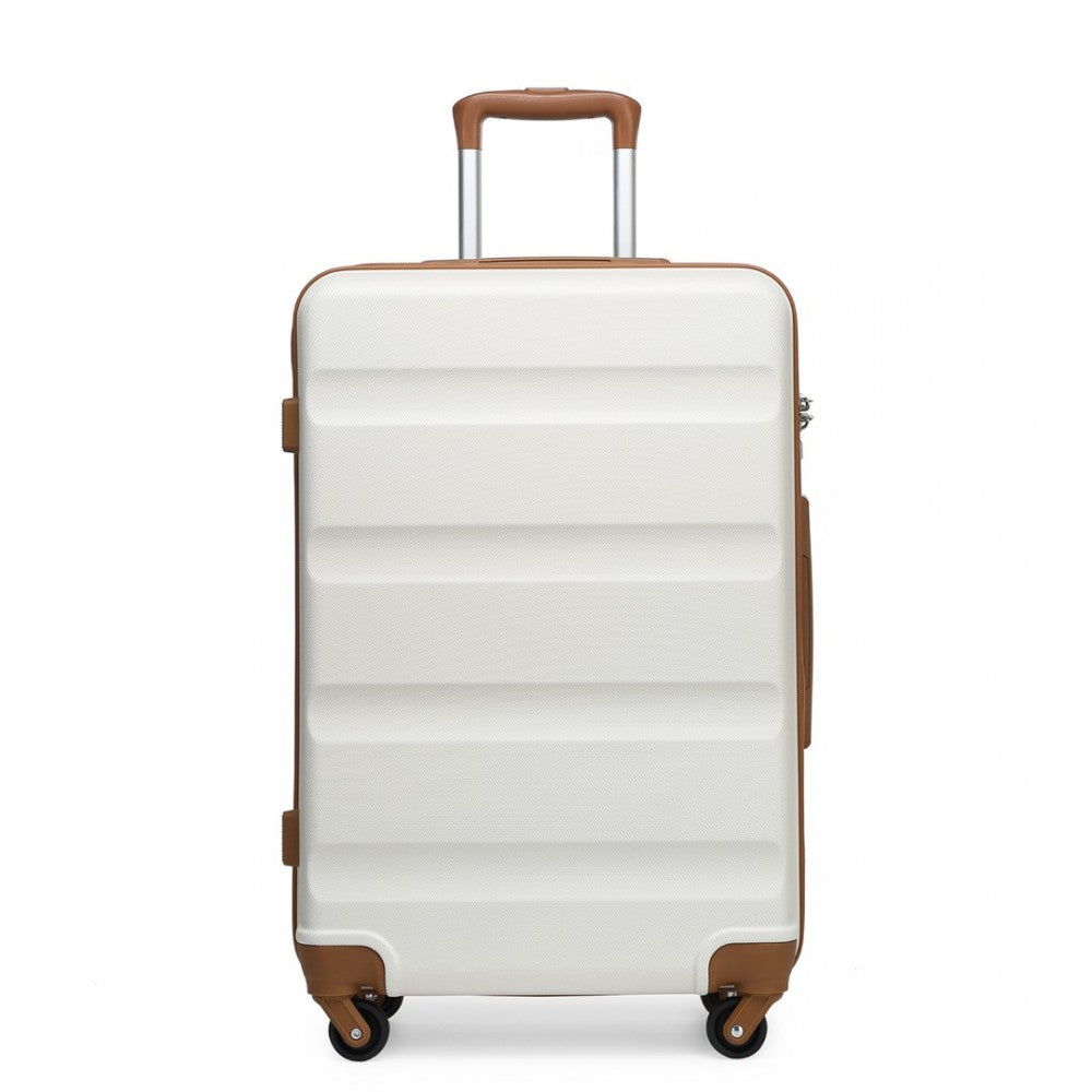 K2191L - KONO 24 INCH CHECK IN LUGGAGE - STREAMLINED ABS HARDSHELL SUITCASE WITH SECURE TSA LOCK - CREAM