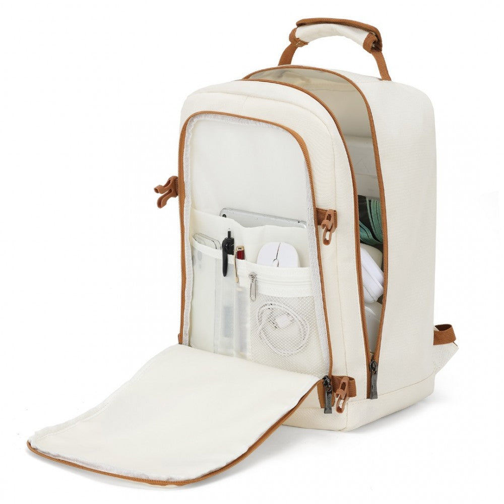 EM2231S - KONO LIGHTWEIGHT CABIN BAG TRAVEL BUSINESS BACKPACK - BEIGE AND BROWN