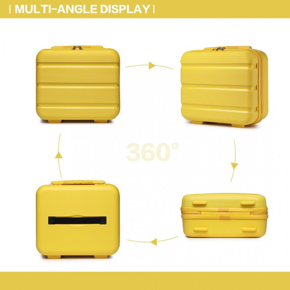 K2092L - KONO BRIGHT HARD SHELL PP SUITCASE WITH TSA LOCK AND VANITY CASE 4 PIECES SET - CLASSIC COLLECTION - YELLOW