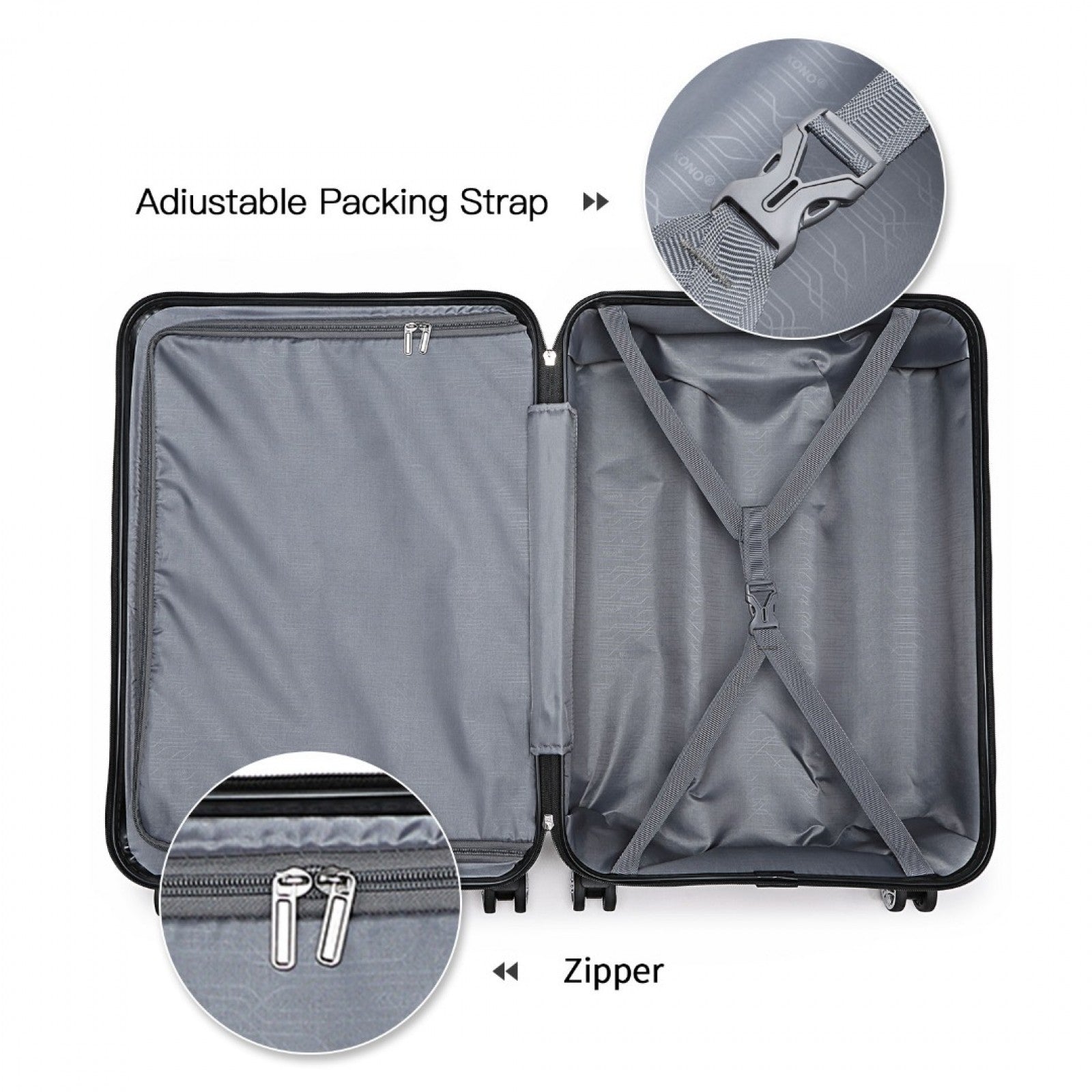 K1871-1L - KONO ABS 20 INCH SCULPTED HORIZONTAL DESIGN CABIN LUGGAGE - NAVY BLUE - The Baggage Shop