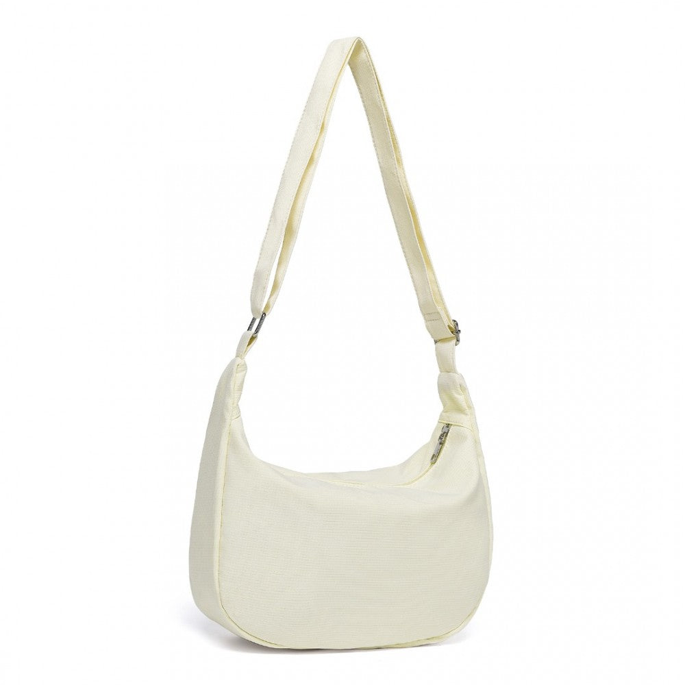 S2314 - WATER-RESISTANT PORTABLE CRESCENT SHOULDER CROSS BODY BAG - BEIGE