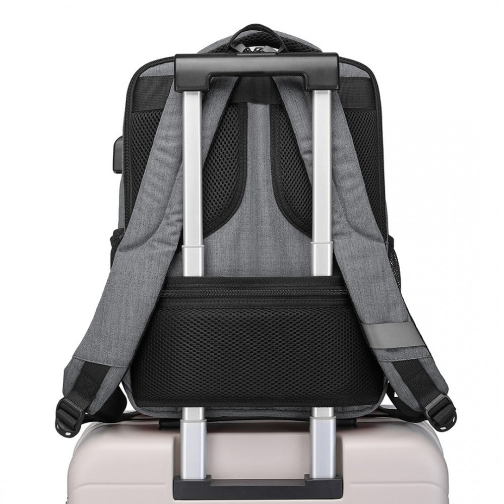 EM2111S - KONO MULTI-COMPARTMENT BACKPACK WITH USB PORT - GREY