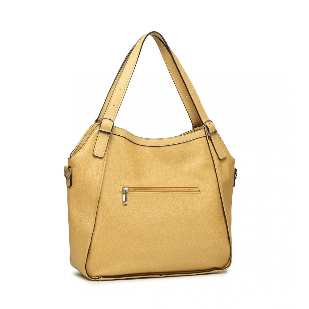 LB2317 - MISS LULU CASUAL SHOULDER BAG WITH STYLISH PLEATED DESIGN - YELLOW