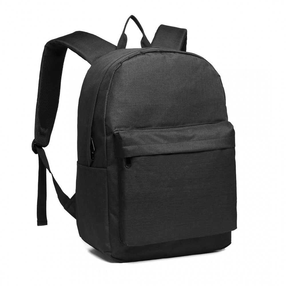 E1930 - KONO DURABLE POLYESTER EVERYDAY BACKPACK WITH SLEEK DESIGN - BLACK