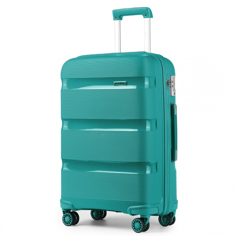 K2092L - KONO 24 INCH BRIGHT HARD SHELL PP SUITCASE - CLASSIC COLLECTION - BLUE/GREEN