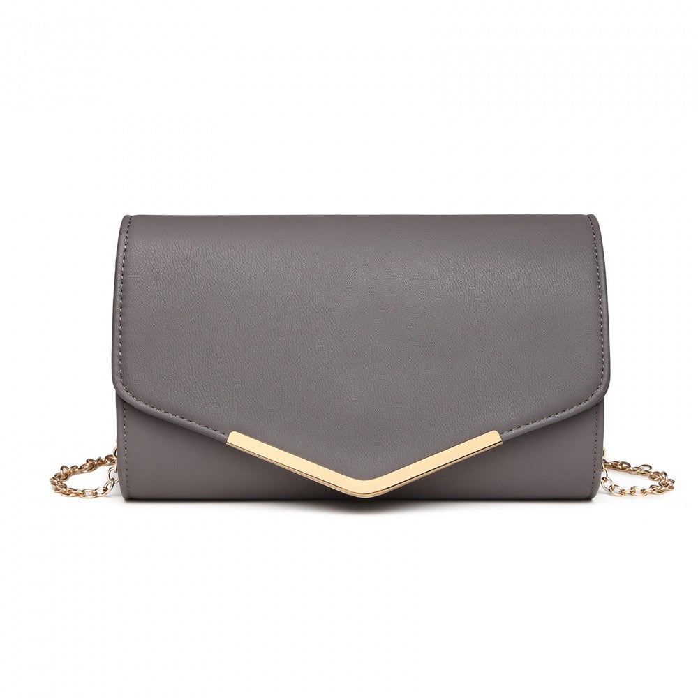 LH2064 - MISS LULU VEGAN ENVELOPE CLUTCH BAG - GREY