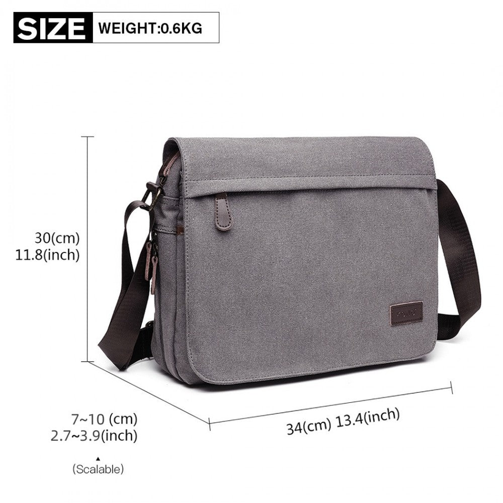 LB1925 - KONO CLASSIC EXPANDING MESSENGER BAG - GREY