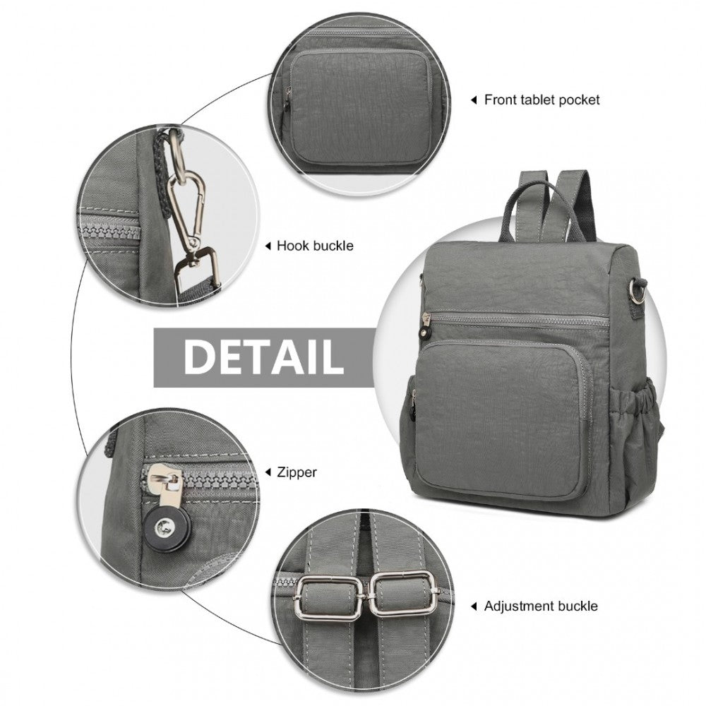 EH2107 - KONO MULTI WAY ANTI-THEFT WATERPROOF BACKPACK SHOULDER BAG - GREY