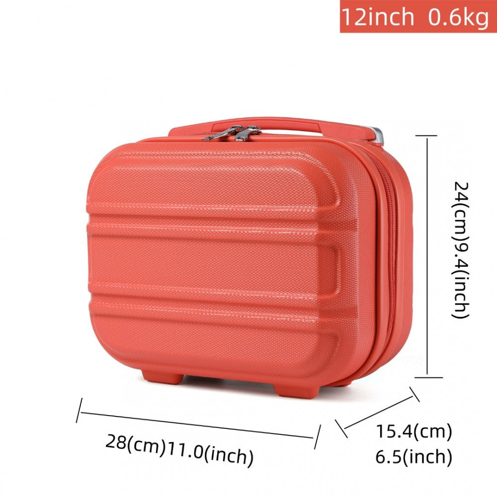 K1871-1L - KONO 12 INCH LIGHTWEIGHT HARD SHELL ABS VANITY CASE - CORAL