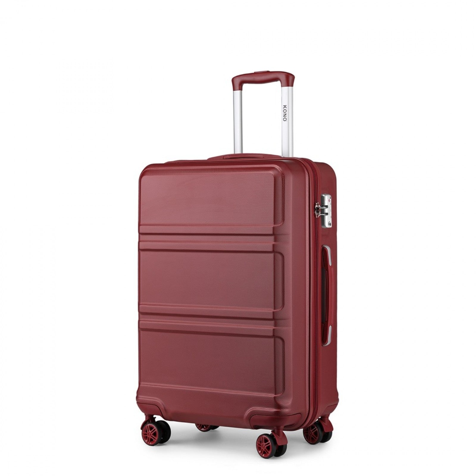 K1871-1L - KONO ABS 20 INCH SCULPTED HORIZONTAL DESIGN CABIN LUGGAGE - BURGUNDY - The Baggage Shop
