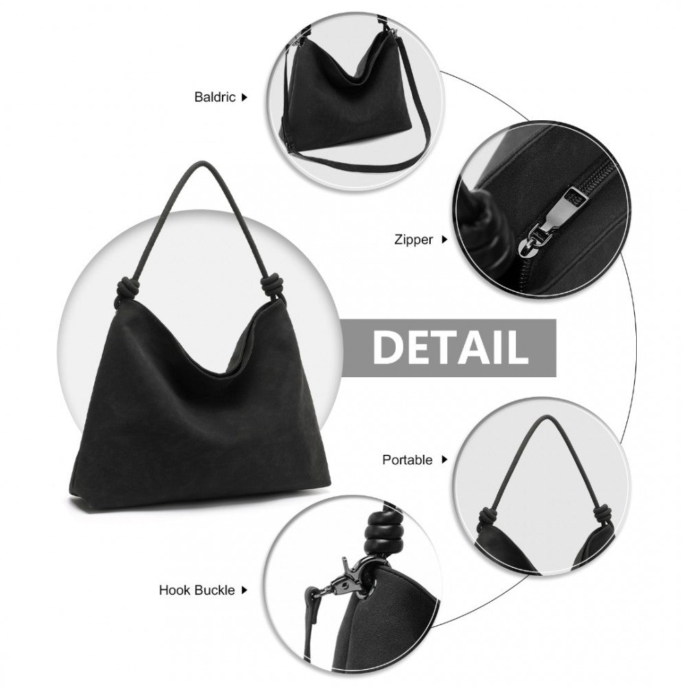 LG2324 - MISS LULU MINIMALIST CHIC TOTE WITH PERSONALITY - BLACK