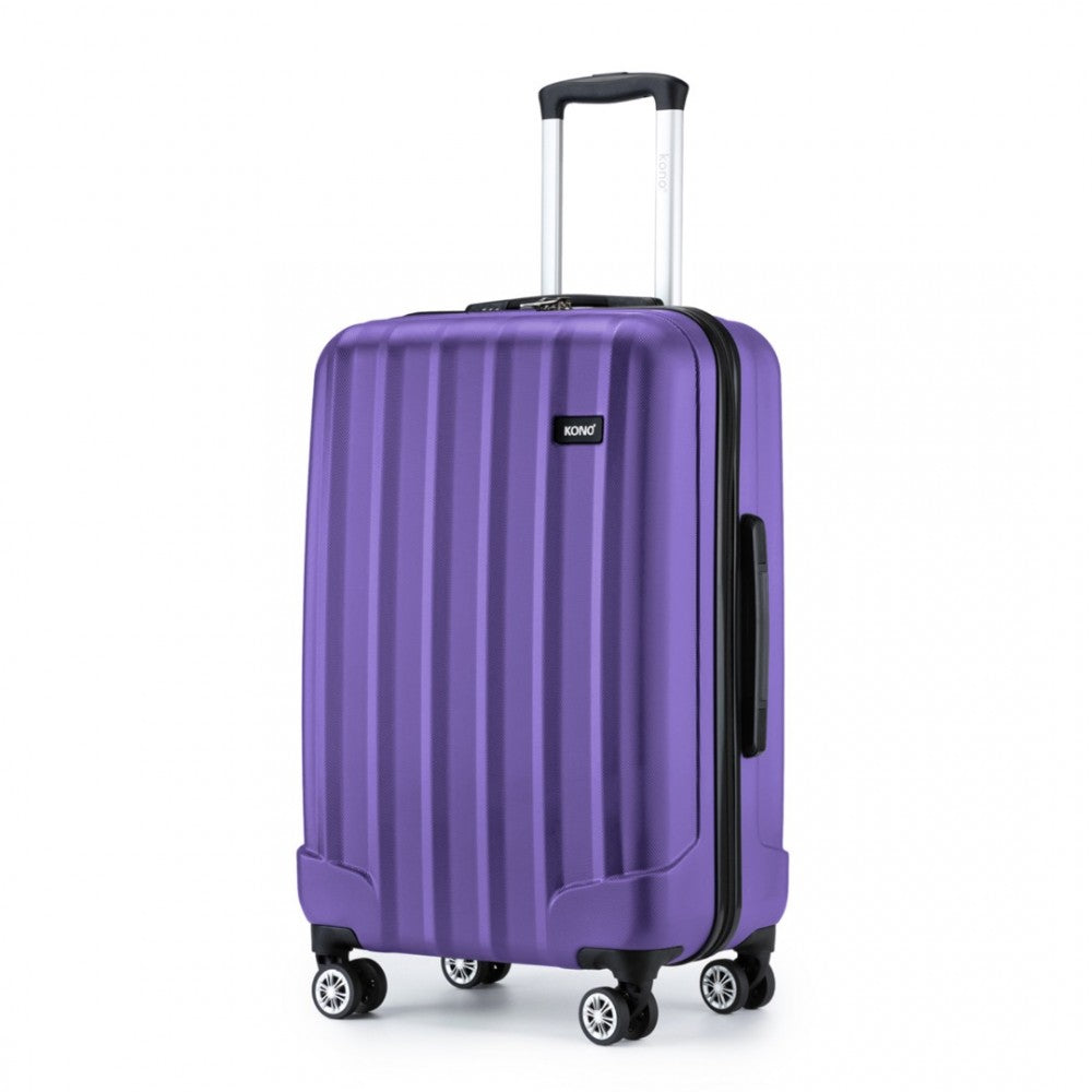 K1773-1L - KONO 24 INCH STRIPED ABS HARD SHELL LUGGAGE WITH 360-DEGREE SPINNER WHEELS - PURPLE