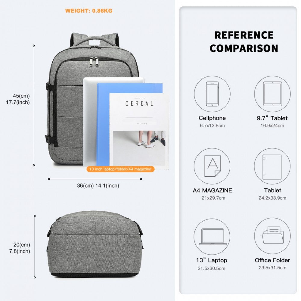 EM2232 - KONO MULTI-LEVEL HIGH-CAPACITY CABIN BAG GREY