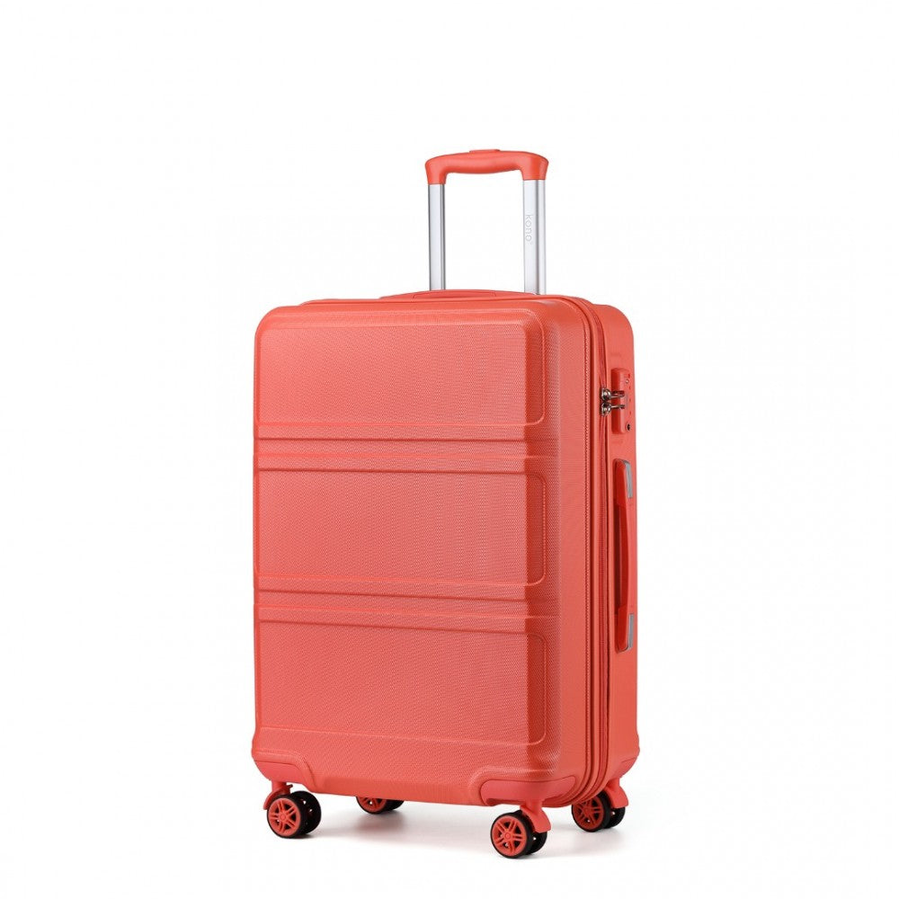 K1871-1L - KONO ABS 24 INCH SCULPTED HORIZONTAL DESIGN SUITCASE - CORAL