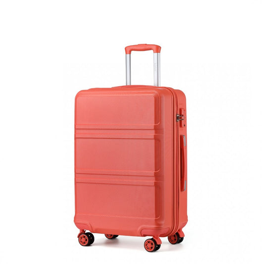 K1871-1L - KONO ABS 24 INCH SCULPTED HORIZONTAL DESIGN SUITCASE - CORAL