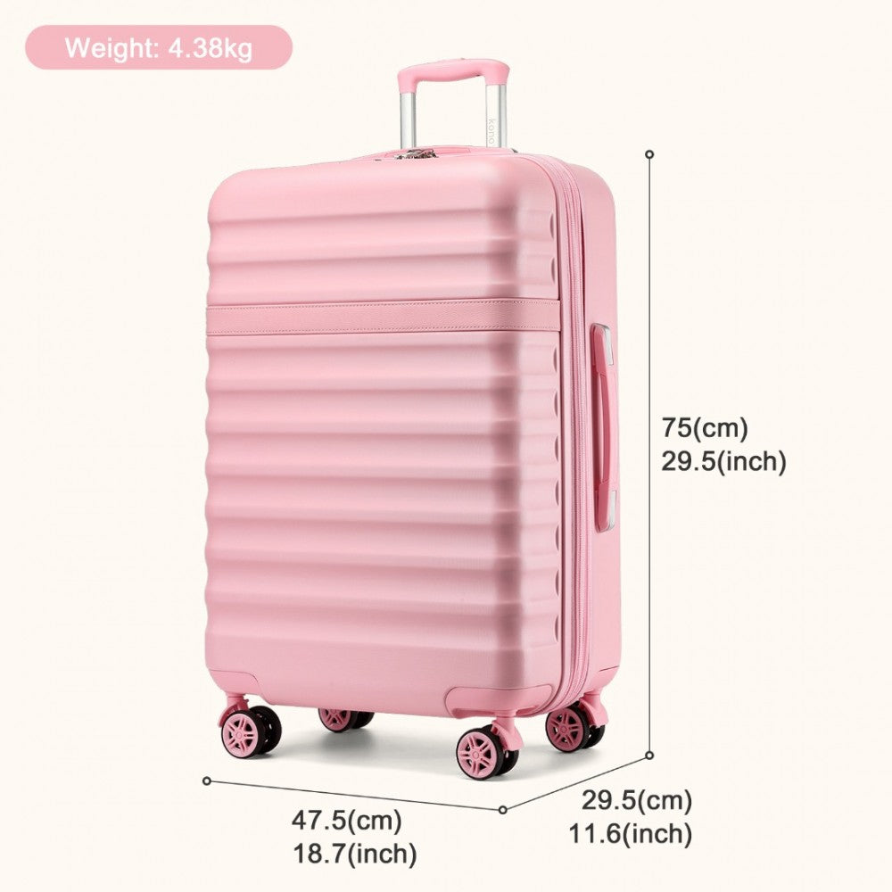 KSK2484 - KONO 28 INCH EXPANDABLE LIGHTWEIGHT HARD SHELL ABS+PC CHECK-IN SUITCASE WITH TSA LOCK IDEAL FOR EXTENDED TRIPS AND SECURE TRAVEL - PINK