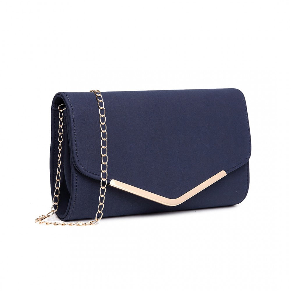 LH1756 - MISS LULU LEATHER LOOK ENVELOPE CLUTCH BAG - NAVY