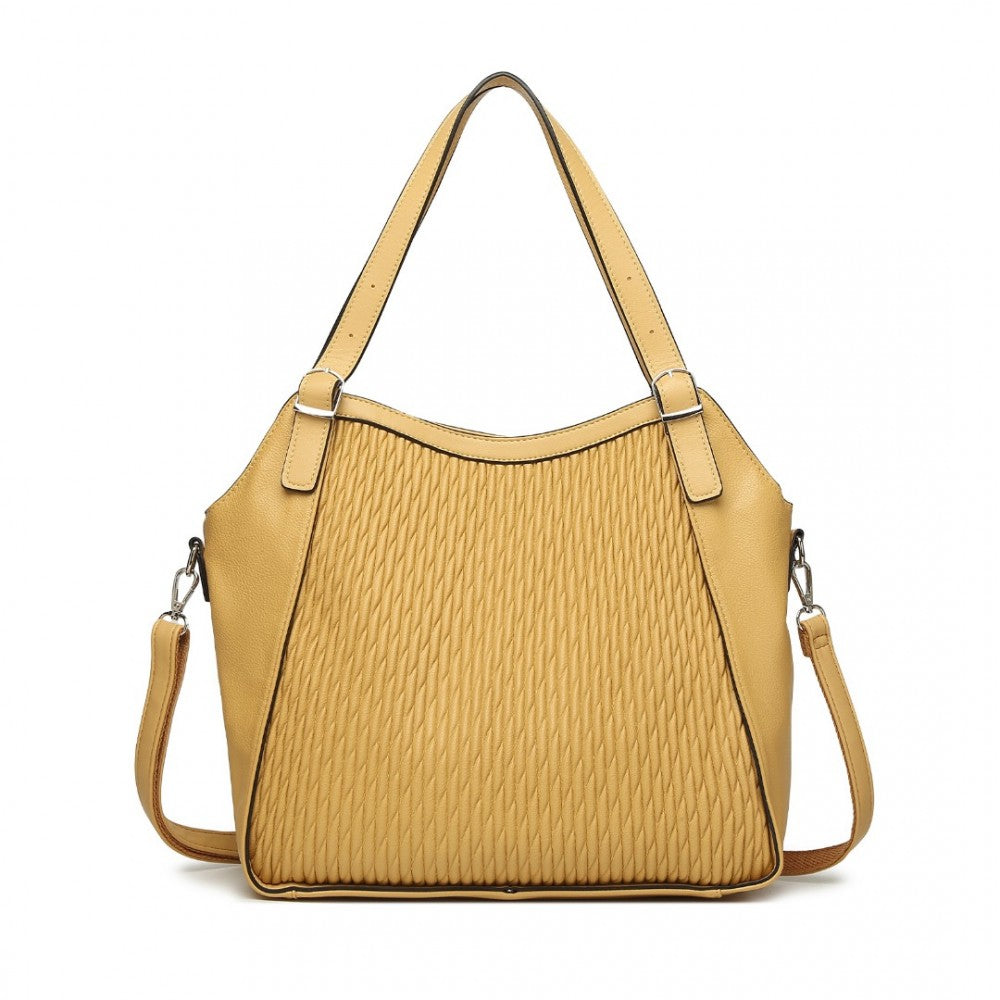 LB2317 - MISS LULU CASUAL SHOULDER BAG WITH STYLISH PLEATED DESIGN - YELLOW