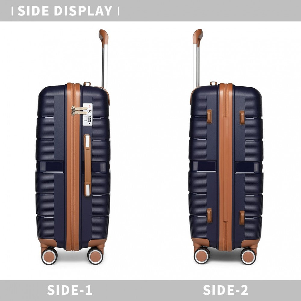 K2392L - BRITISH TRAVELLER 28 INCH MULTI-TEXTURE POLYPROPYLENE HARD SHELL SUITCASE WITH TSA LOCK - NAVY