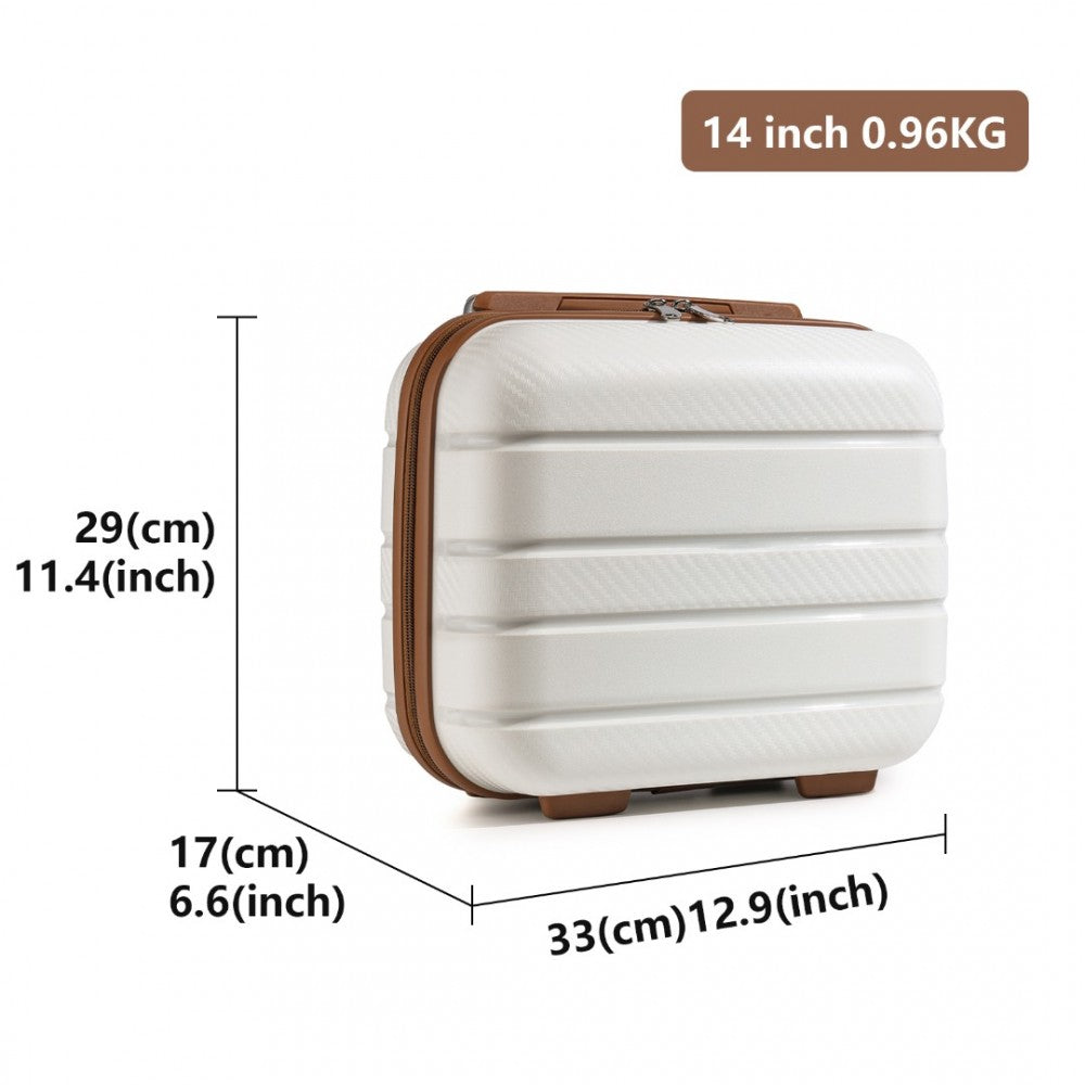 K2091L - KONO 14 INCH MULTI TEXTURE HARD SHELL PP VANITY CASE - CLASSIC COLLECTION - CREAM