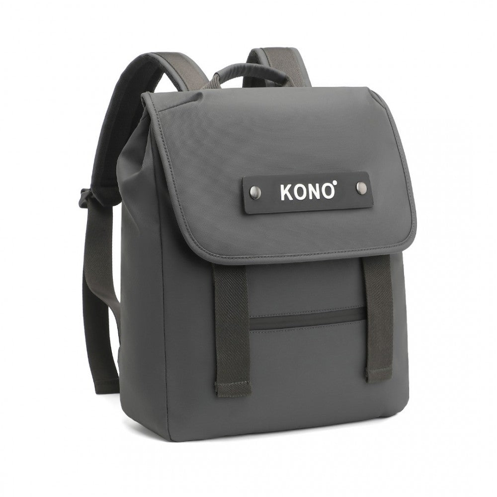 EQ2327 - KONO PVC COATED WATER-RESISTANT STREAMLINED AND INNOVATIVE FLAP BACKPACK - GREY