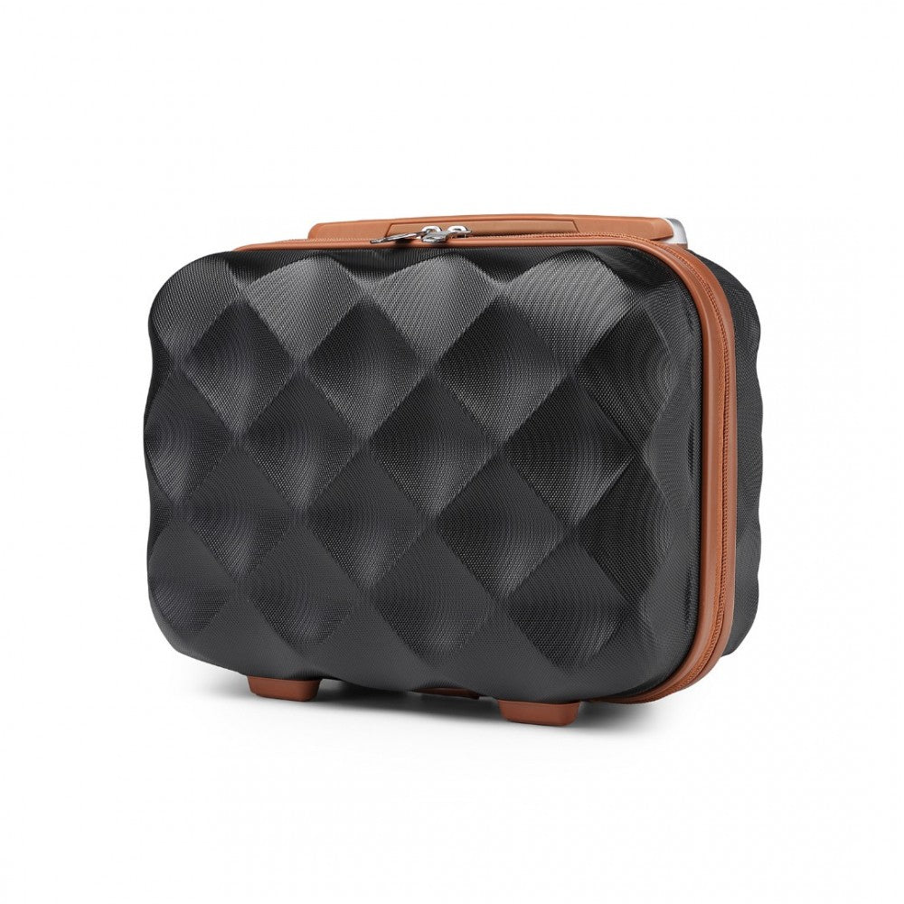 K2395L - BRITISH TRAVELLER 13 INCH ULTRALIGHT ABS AND POLYCARBONATE VANITY CASE - BLACK AND BROWN