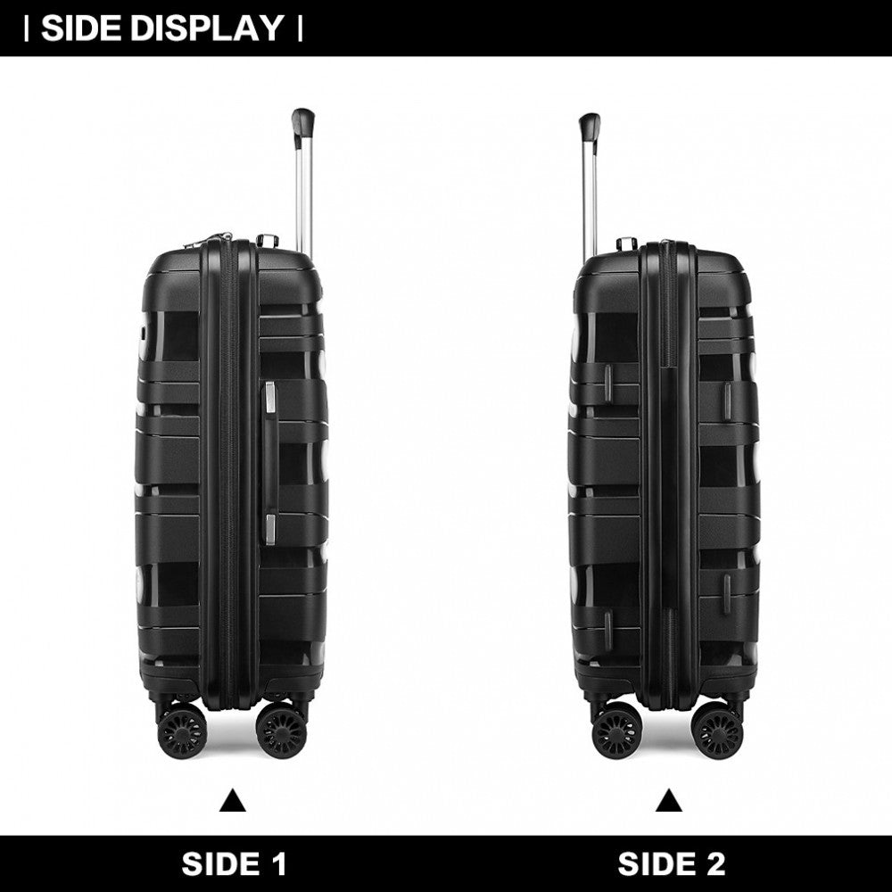 K2094L - KONO 24 INCH LIGHTWEIGHT POLYPROPYLENE HARD SHELL SUITCASE WITH TSA LOCK - BLACK