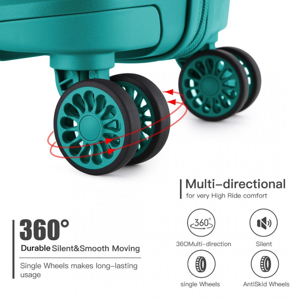 K2092L - VALIZA KONO BRIGHT HARD SHELL PP 3 PIEȚI SET - COLECȚIA CLASICĂ - TEAL