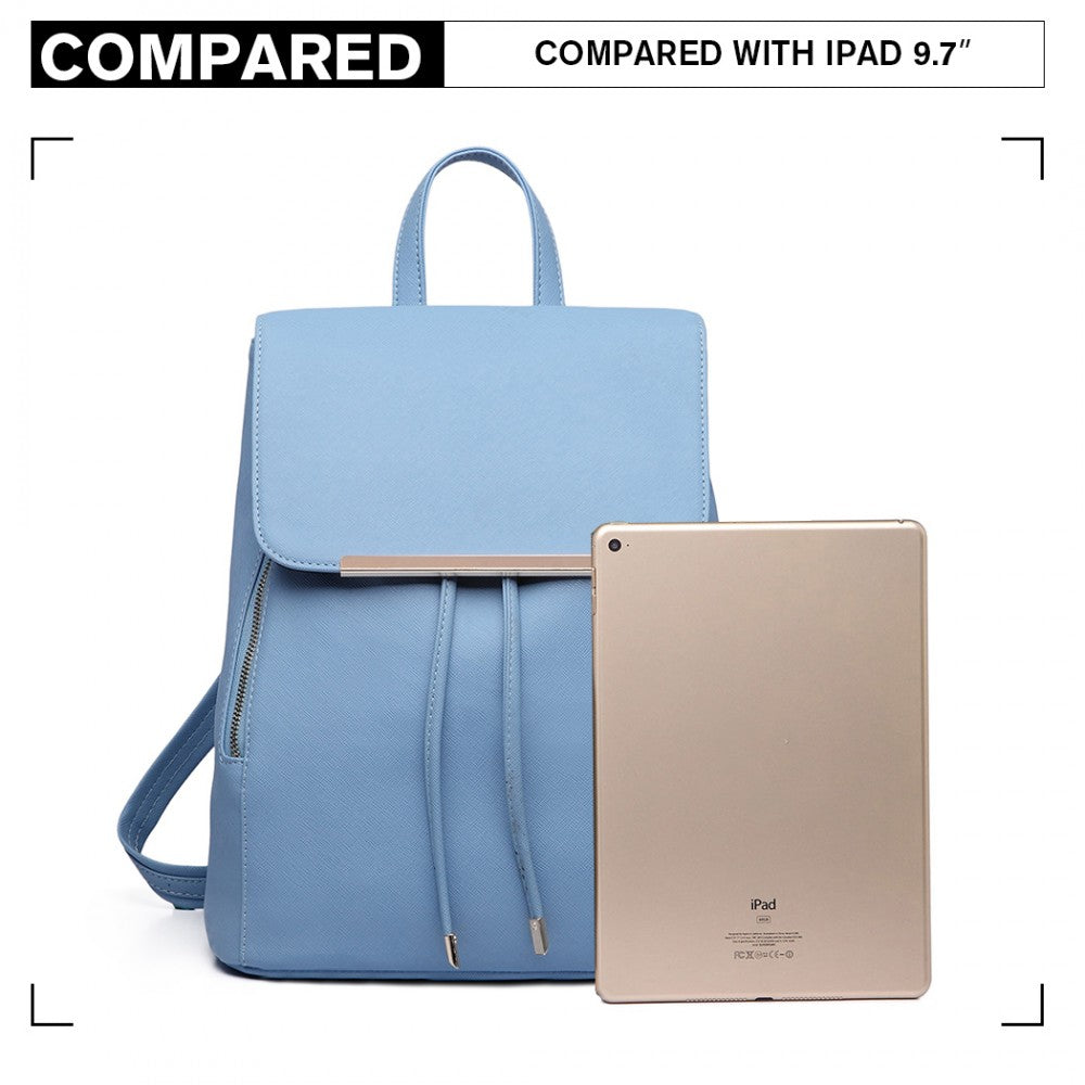 E1669 - MISS LULU FAUX LEATHER STYLISH FASHION BACKPACK - LIGHT BLUE