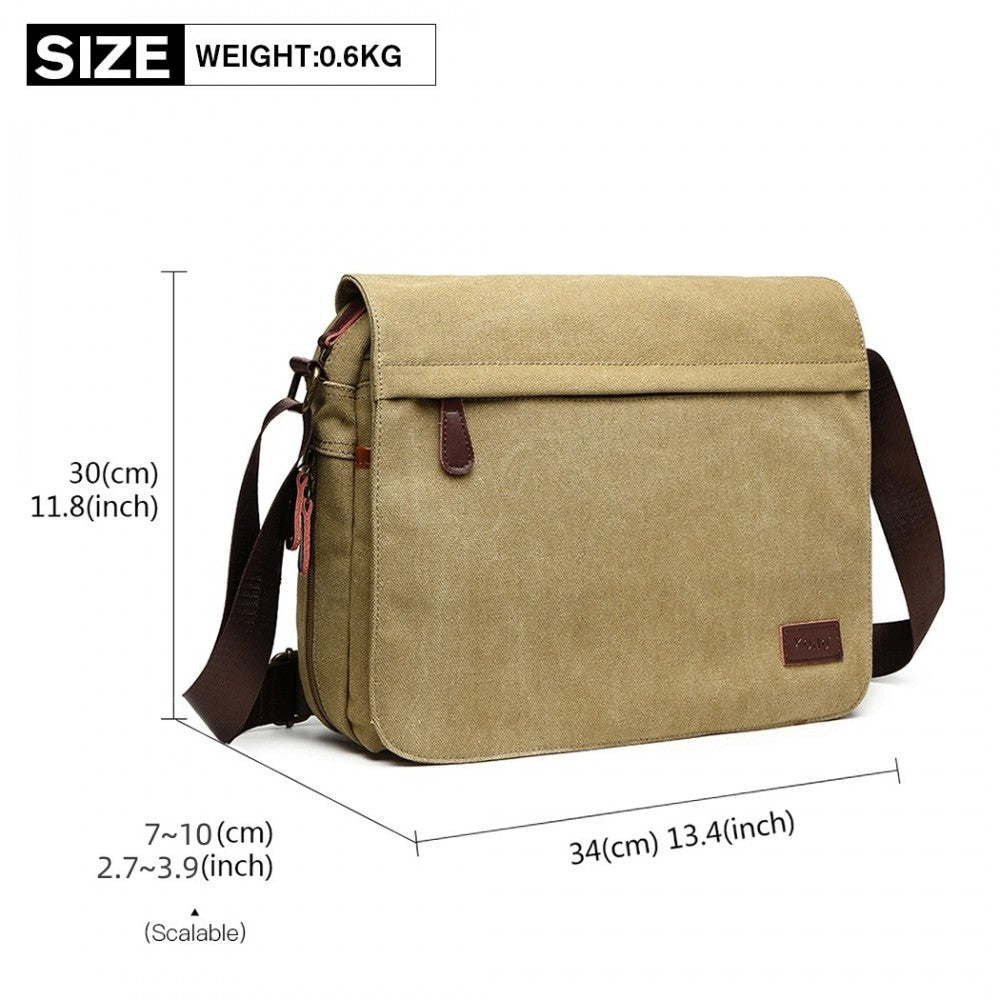 LB1925 - KONO CLASSIC EXPANDING MESSENGER BAG - KHAKI