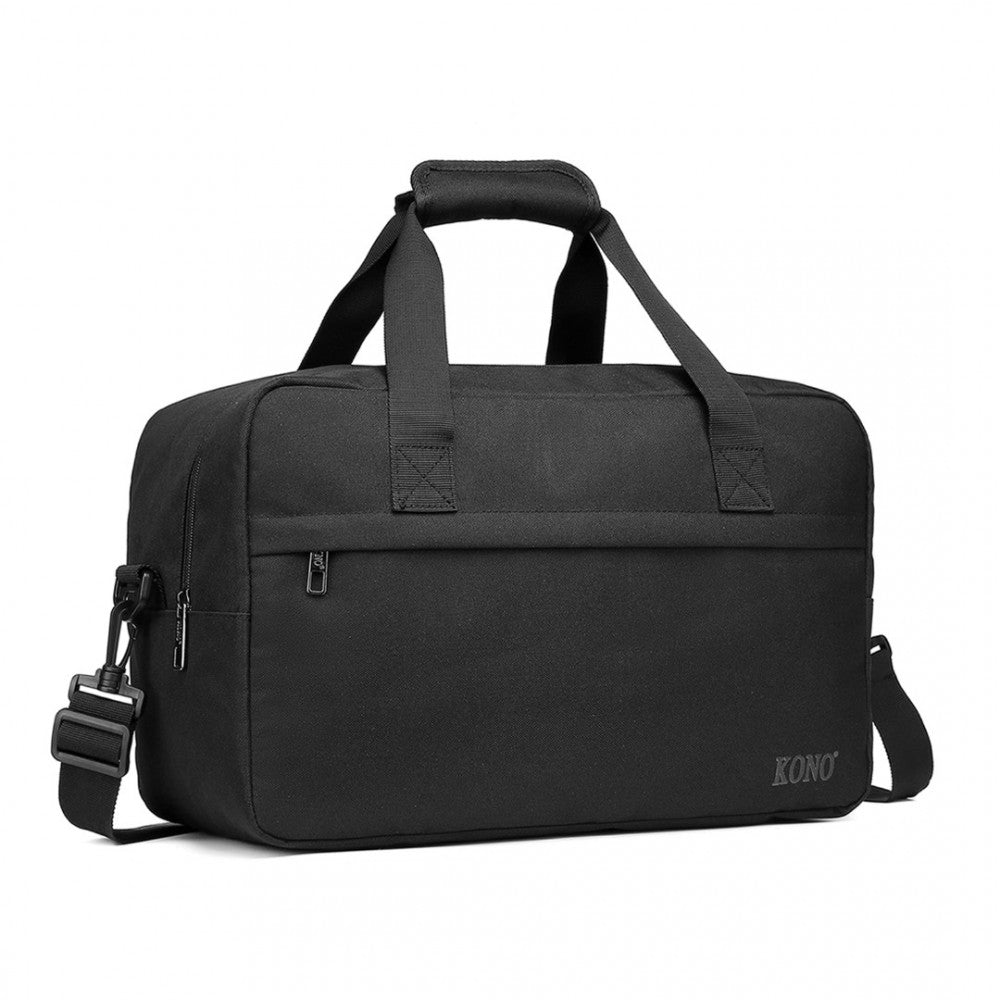 E1960M - KONO LIGHTWEIGHT MULTI PURPOSE UNISEX SPORTS TRAVEL DUFFEL BAG - BLACK