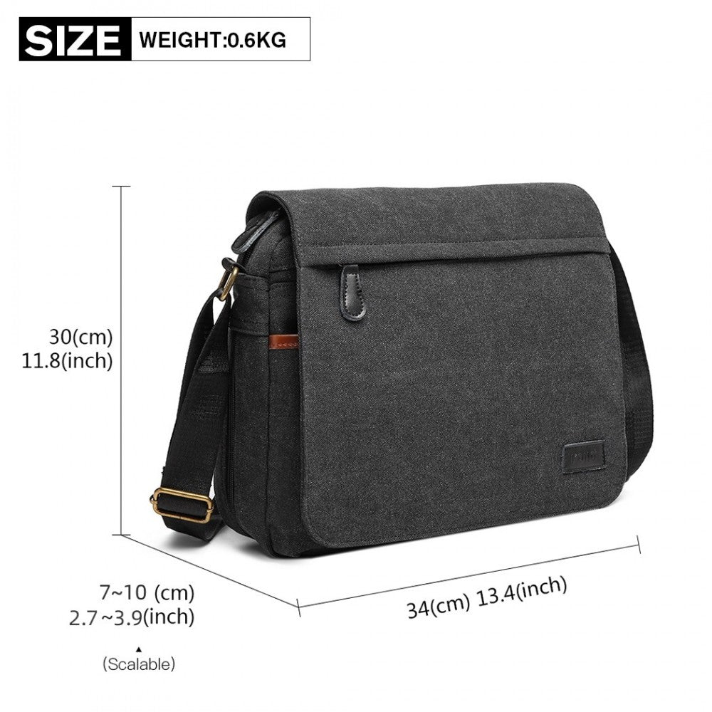 LB1925 - KONO CLASSIC EXPANDING MESSENGER BAG - BLACK