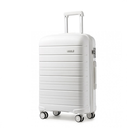 K2091L - KONO 24 INCH MULTI TEXTURE HARD SHELL PP SUITCASE - CLASSIC COLLECTION - WHITE