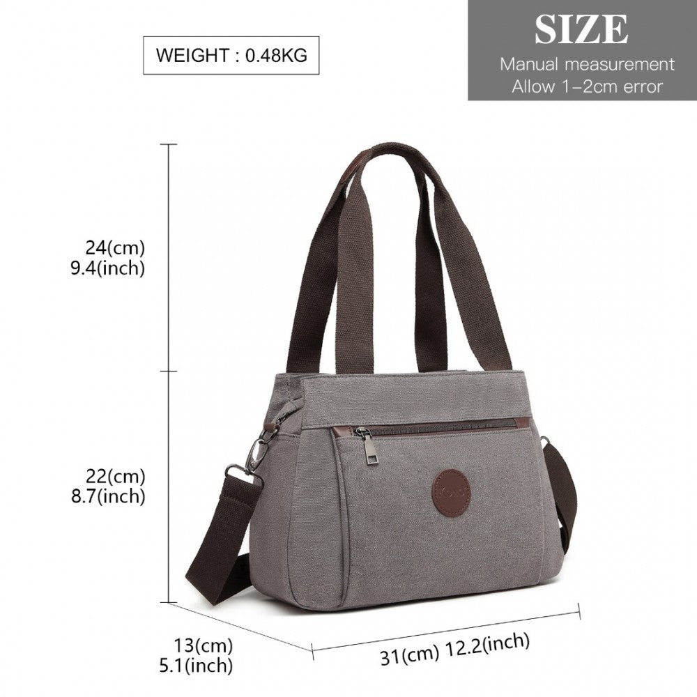 EH2045 - KONO CANVAS MULTI-FUNCTIONAL CROSS BODY BAG - GREY