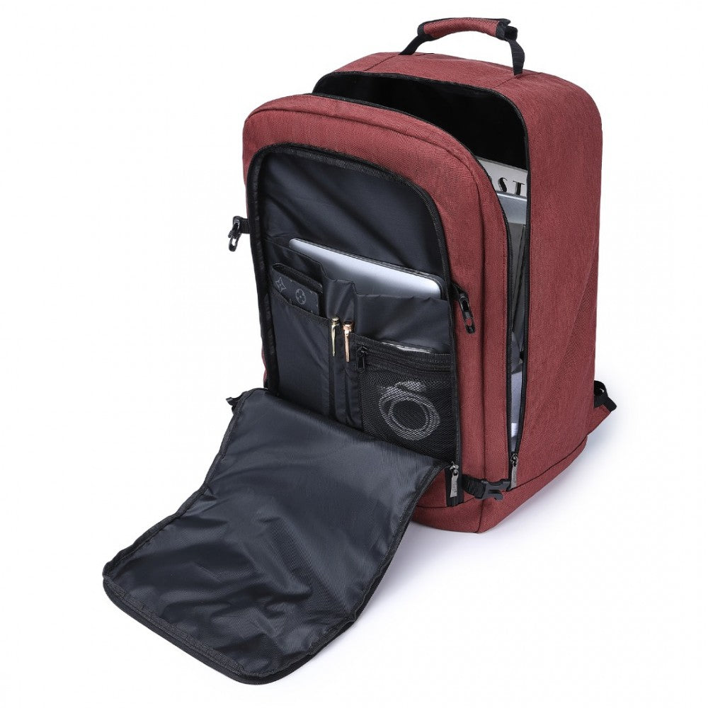 EM2231L - KONO LIGHTWEIGHT CABIN BAG TRAVEL BUSINESS BACKPACK - BURGUNDY