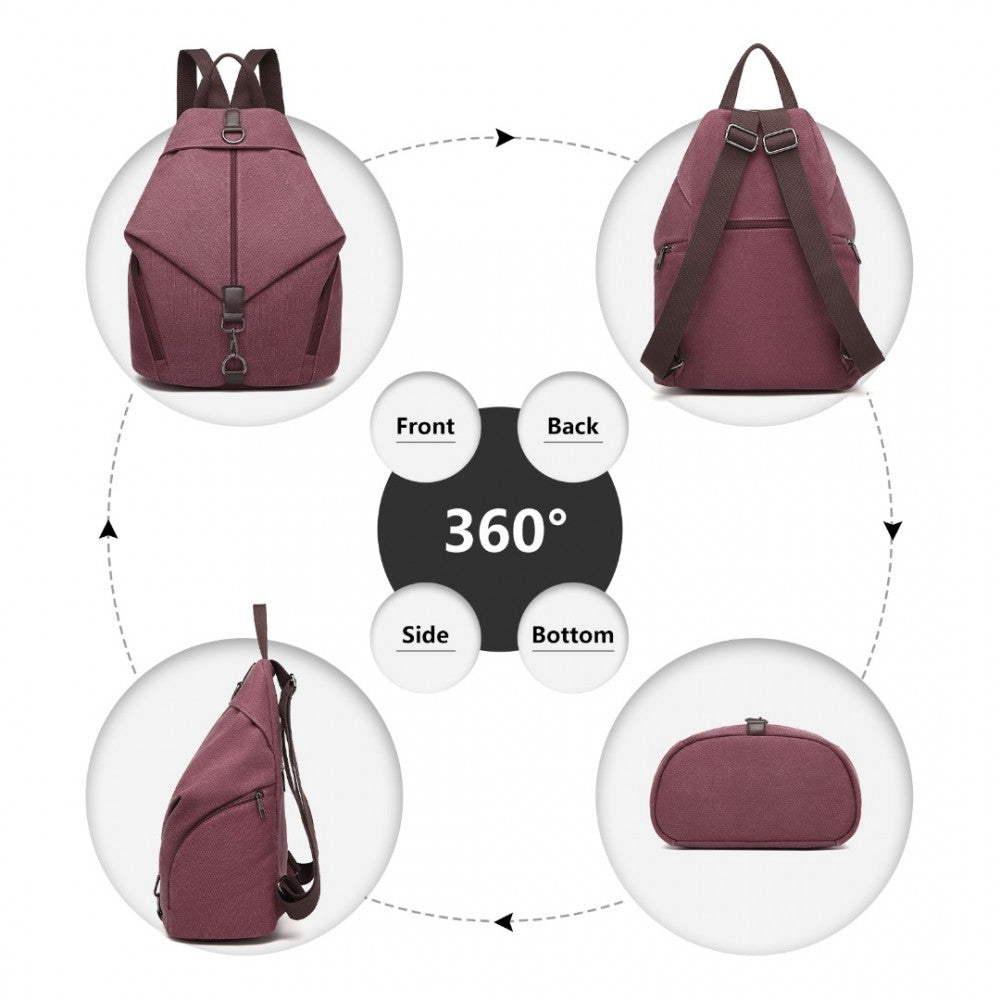 EB2044 - KONO FASHION ANTI-THEFT CANVAS BACKPACK - CLARET