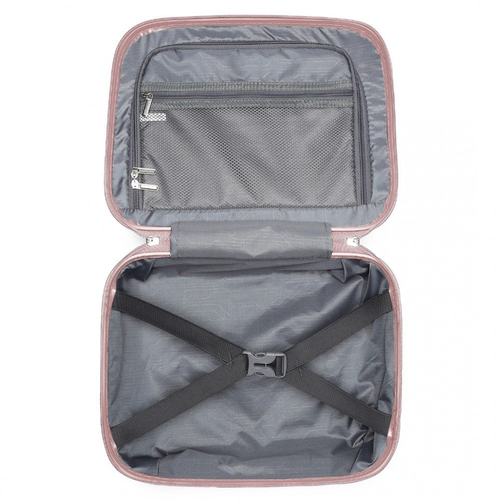 K2393L - BRITISH TRAVELLER 4 PCS SET SPINNER HARD SHELL PP SUITCASE WITH TSA LOCK AND VANITY CASE - NUDE