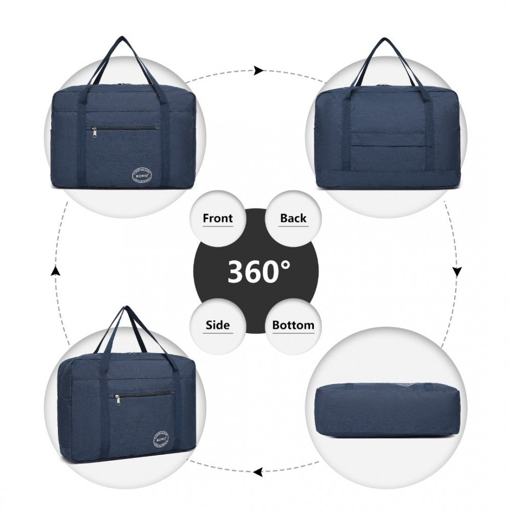 EQ2308 - KONO FOLDABLE WATERPROOF STORAGE CABIN TRAVEL HANDBAG - NAVY