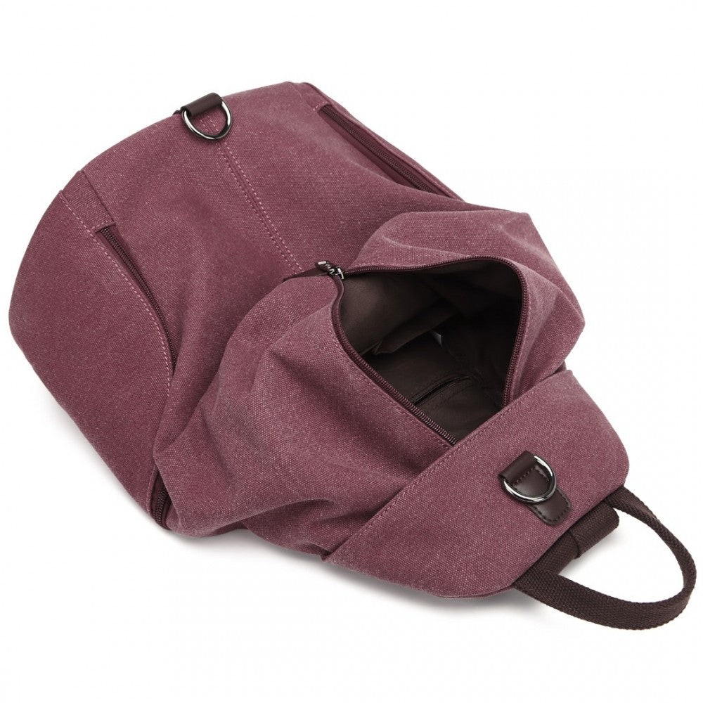 EB2044 - KONO FASHION ANTI-THEFT CANVAS BACKPACK - CLARET