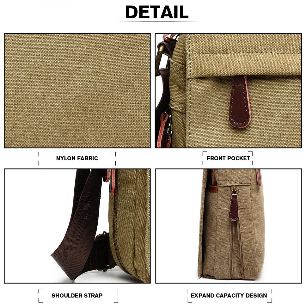 LB1925 - KONO CLASSIC EXPANDING MESSENGER BAG - KHAKI