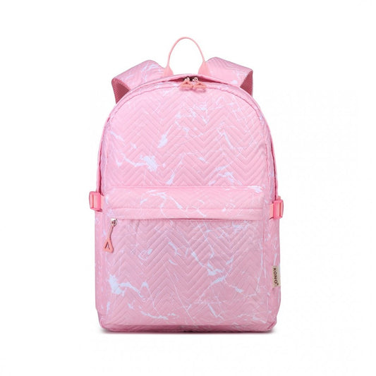 EQ2361 - KONO WATER-RESISTANT SCHOOL BACKPACK WITH SECURE LAPTOP COMPARTMENT - PINK