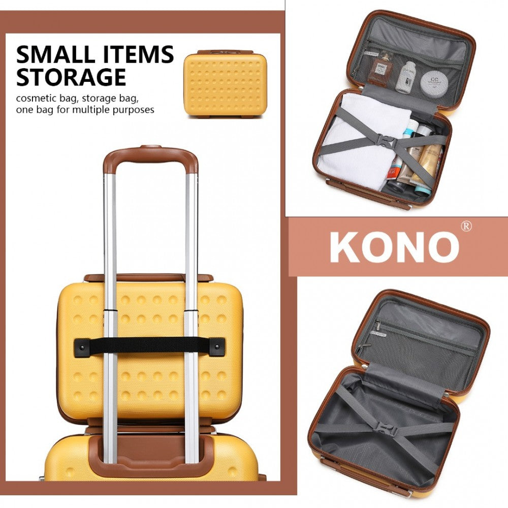 K2394L - KONO 13 INCH SPECIAL HARD SHELL ABS VANITY CASE - YELLOW