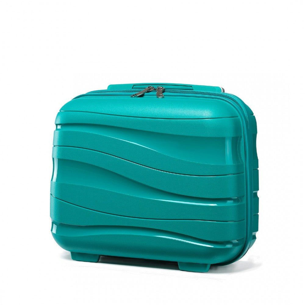 K2094L - KONO 14 INCH LIGHTWEIGHT POLYPROPYLENE HARD SHELL VANITY CASE - TEAL